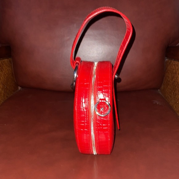 Rebecca Minkoff Kate Circle Bag Crocodile Embossed Leather In Red - Picture 4 of 8